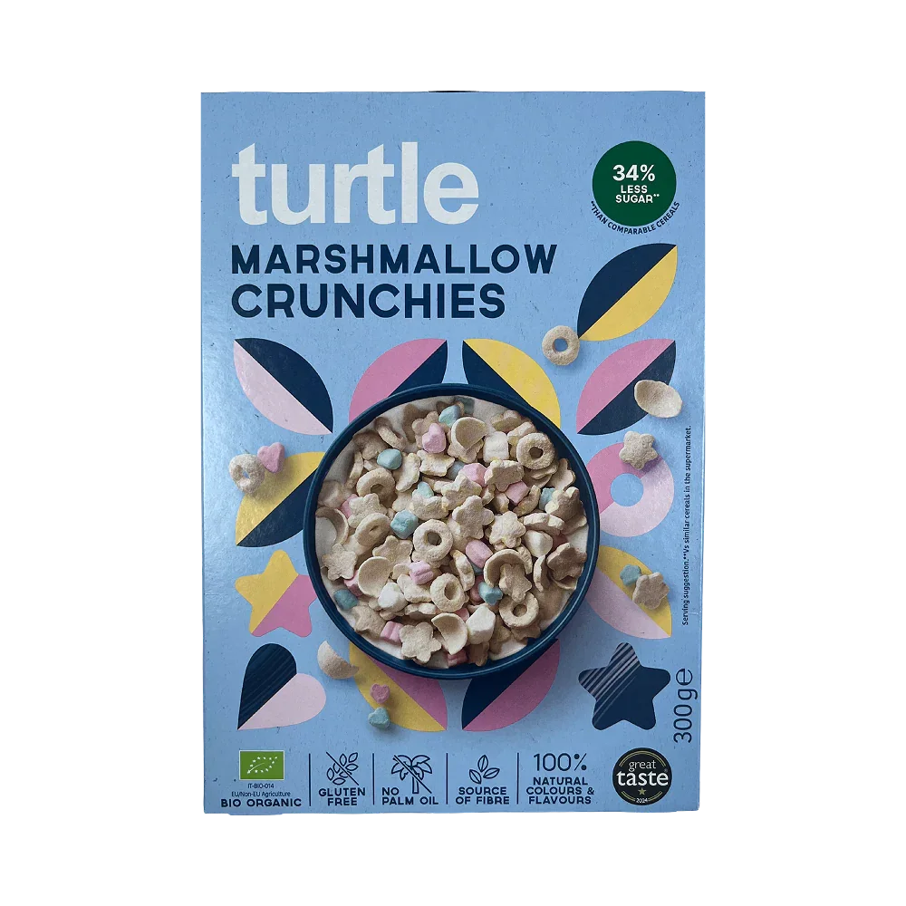 céréales croustillantes avec morceaux de chamallow sans gluten de chez turtle - nuten