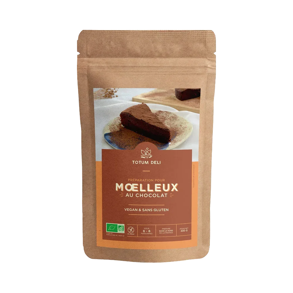 préparation de moelleux au chocolat sans gluten de chez totum deli - nuten