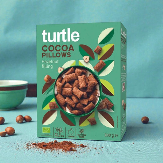 Céréales au cacao fourrées à la noisette