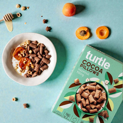 Céréales au cacao fourrées à la noisette